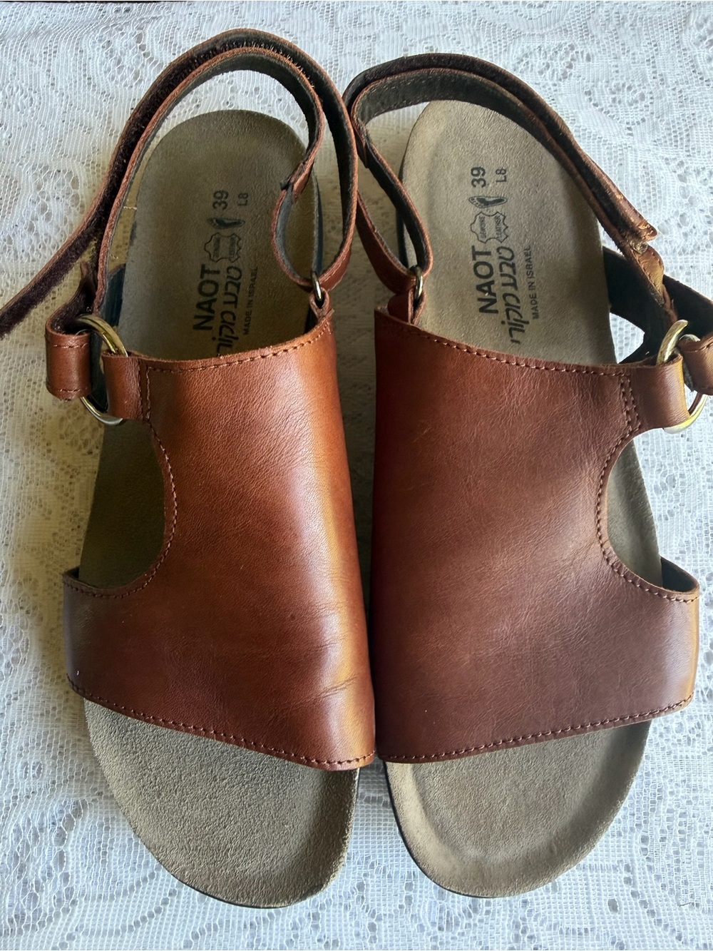 NAOT Women's Olivia Sandals Brown Leather Slingback Sandals size 39 (8-8.5)